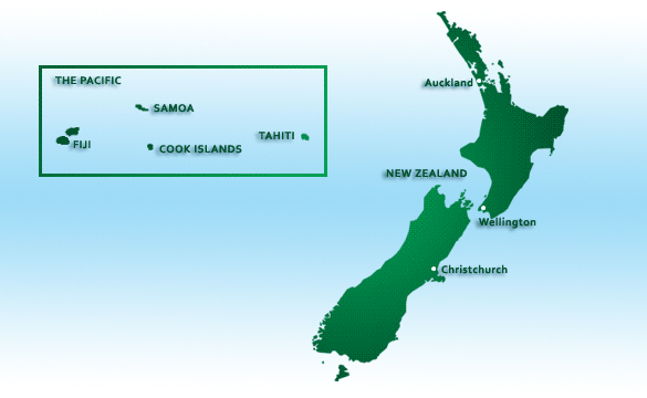 map of New Zealand & the Pacific